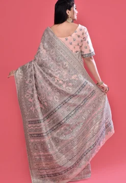 Woven Art Silk Saree in Peach