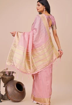 Woven Art Silk Saree in Pink