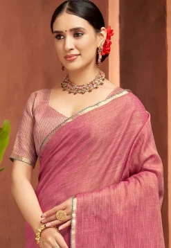 Woven Art Silk Saree in Pink