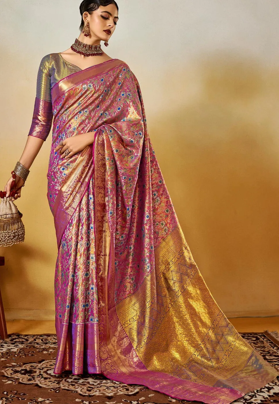Woven Art Silk Saree in Purple
