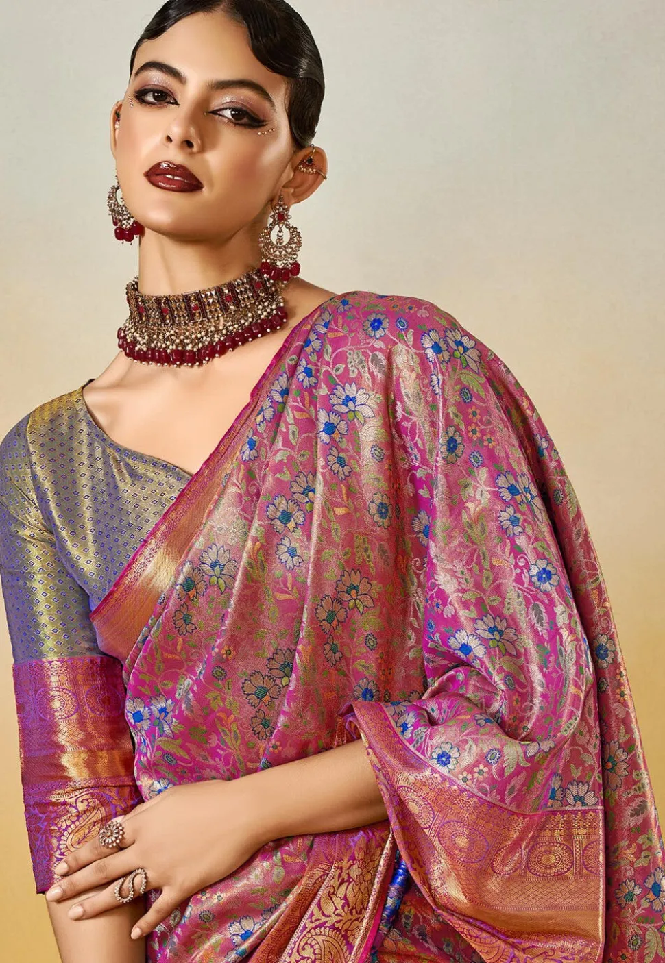 Woven Art Silk Saree in Purple