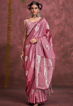 Woven Art Silk Saree in Pink