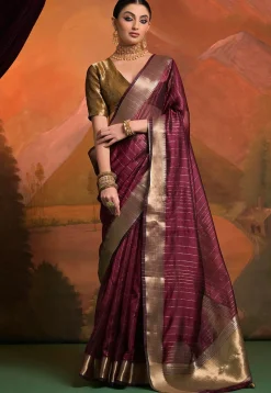 Woven Art Silk Saree in Purple