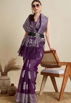 Woven Art Silk Saree in Purple