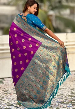 Woven Art Silk Saree in Purple