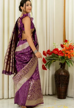 Woven Art Silk Saree in Purple