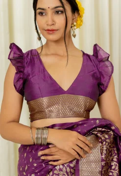 Woven Art Silk Saree in Purple
