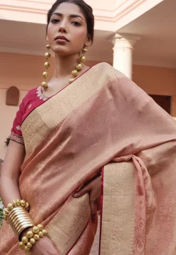 Woven Art Silk Saree in Peach