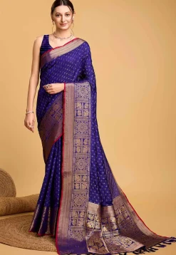 Woven Art Silk Saree in Royal Blue