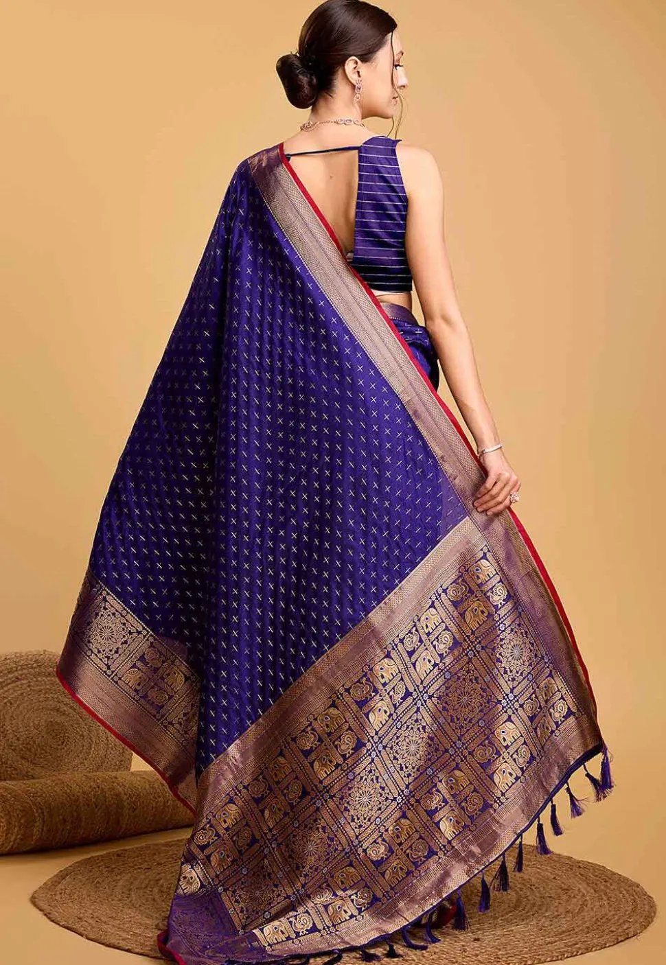 Woven Art Silk Saree in Royal Blue