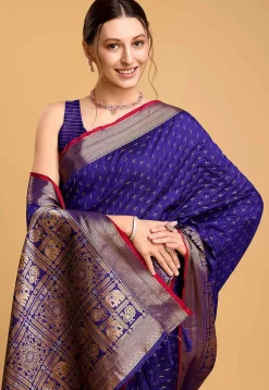 Woven Art Silk Saree in Royal Blue