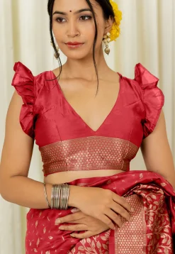 Woven Art Silk Saree in Red