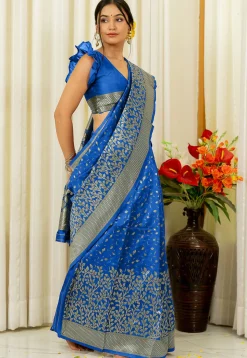 Woven Art Silk Saree in Royal Blue