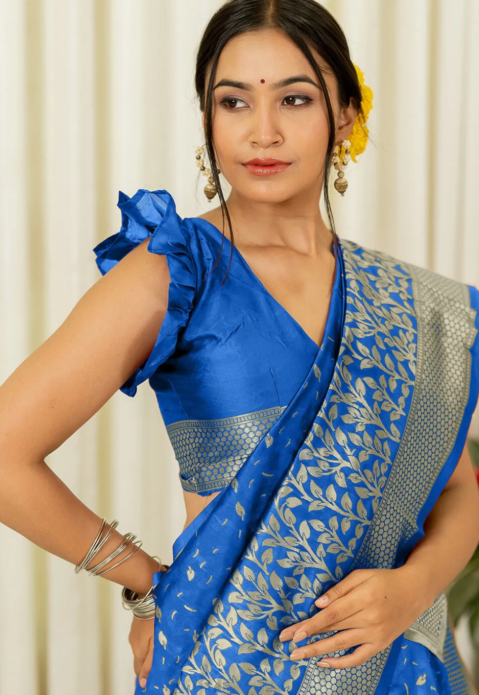 Woven Art Silk Saree in Royal Blue