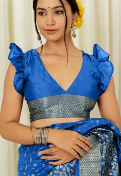 Woven Art Silk Saree in Royal Blue