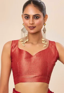 Woven Art Silk Saree in Red