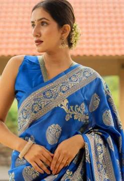 Woven Art Silk Saree in Royal Blue