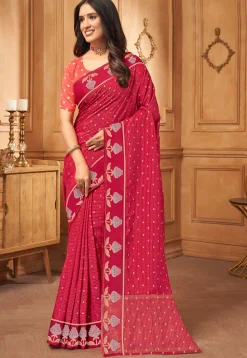 Woven Art Silk Saree in Red