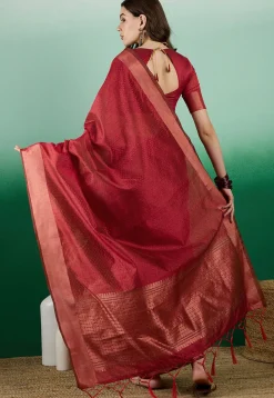 Woven  Art Silk Saree in Rust