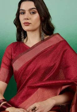 Woven  Art Silk Saree in Rust