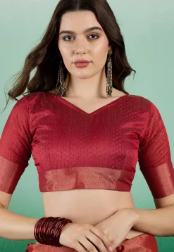 Woven  Art Silk Saree in Rust