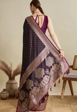 Woven Art Silk Saree in Wine