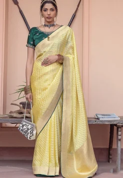 Woven Art Silk Saree in Yellow