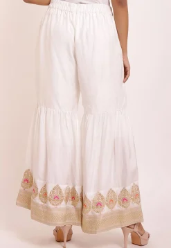Woven Art Silk Sharara in Off White