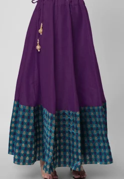 Woven Art Silk Skirt in Purple