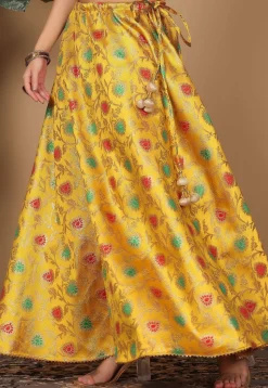 Woven Art Silk Skirt in Yellow