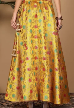 Woven Art Silk Skirt in Yellow