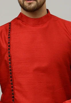 Woven Banarasi Silk Kurta in Maroon
