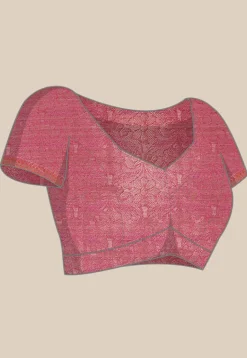 Woven Bangalore Silk Saree in Pink