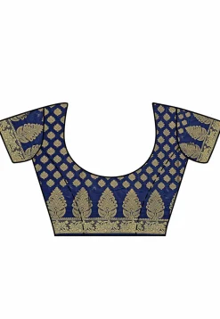 Woven Bangalore Silk Saree in Dark Blue