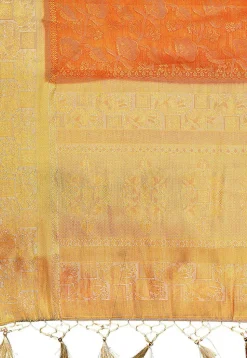 Woven Bangalore Silk Saree in Orange