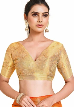 Woven Bangalore Silk Saree in Orange