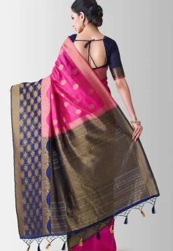Woven Bangalore Silk Saree in Fuchsia