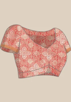 Woven Bangalore Silk Saree in Light Peach