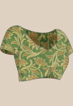 Woven Bangalore Silk Saree in Golden and Green
