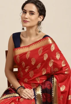 Woven Bangalore Silk Saree in Red