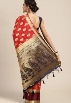 Woven Bangalore Silk Saree in Red