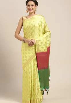 Woven Bangalore Silk Saree in Light Green