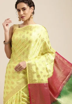 Woven Bangalore Silk Saree in Light Green