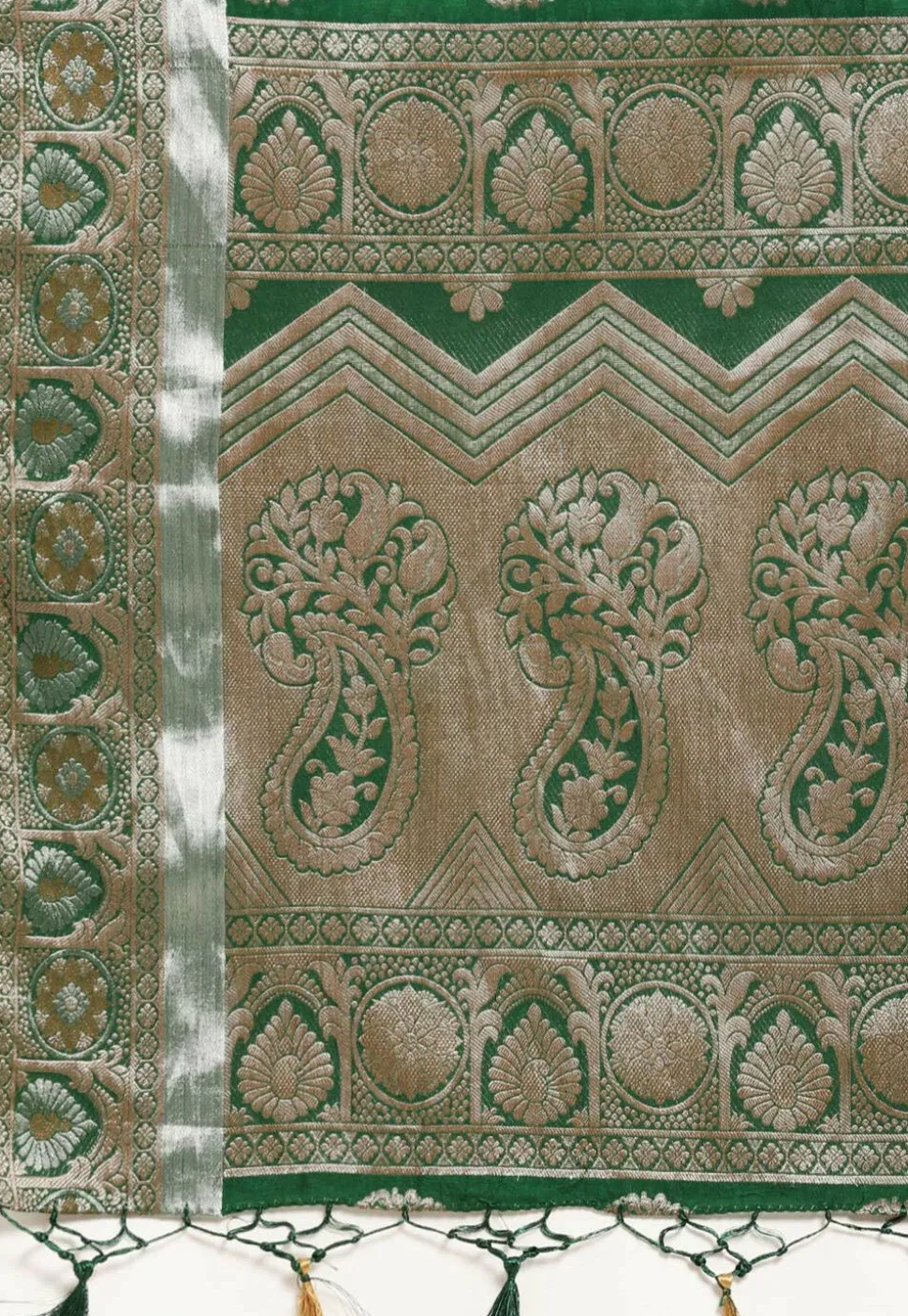Woven Bangalore Silk Saree in Dark Teal Green