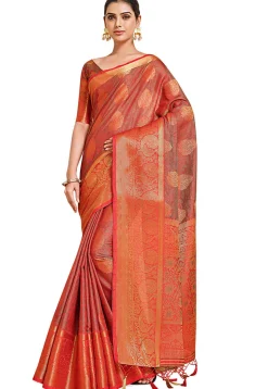 Woven Bangalore Silk Saree in Red