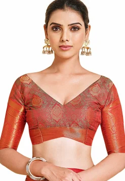 Woven Bangalore Silk Saree in Red