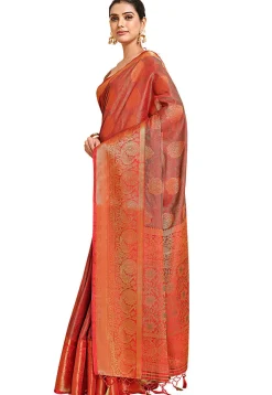 Woven Bangalore Silk Saree in Red