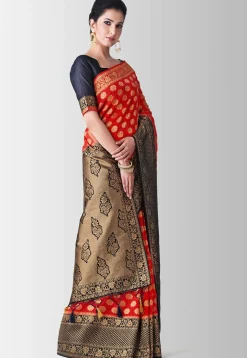 Woven Bangalore Silk Saree in Red