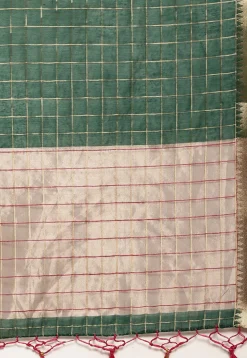 Woven Bangalore Silk Saree in Dark Green