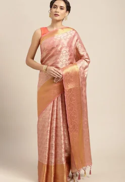 Woven Bangalore Silk Saree in Light Pink